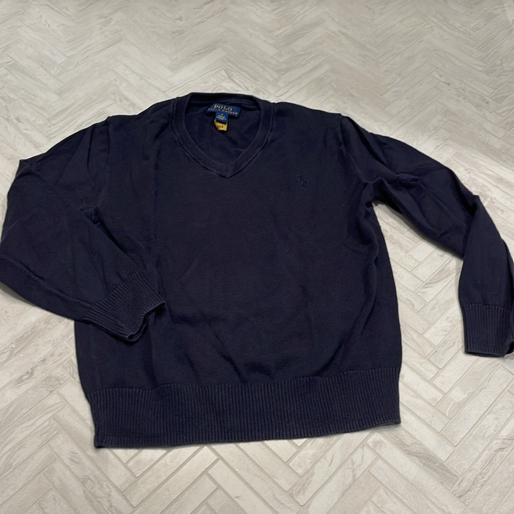 Ralph Lauren Boys Navy Blue V Neck sweater, size 7 - Picture 4 of 6